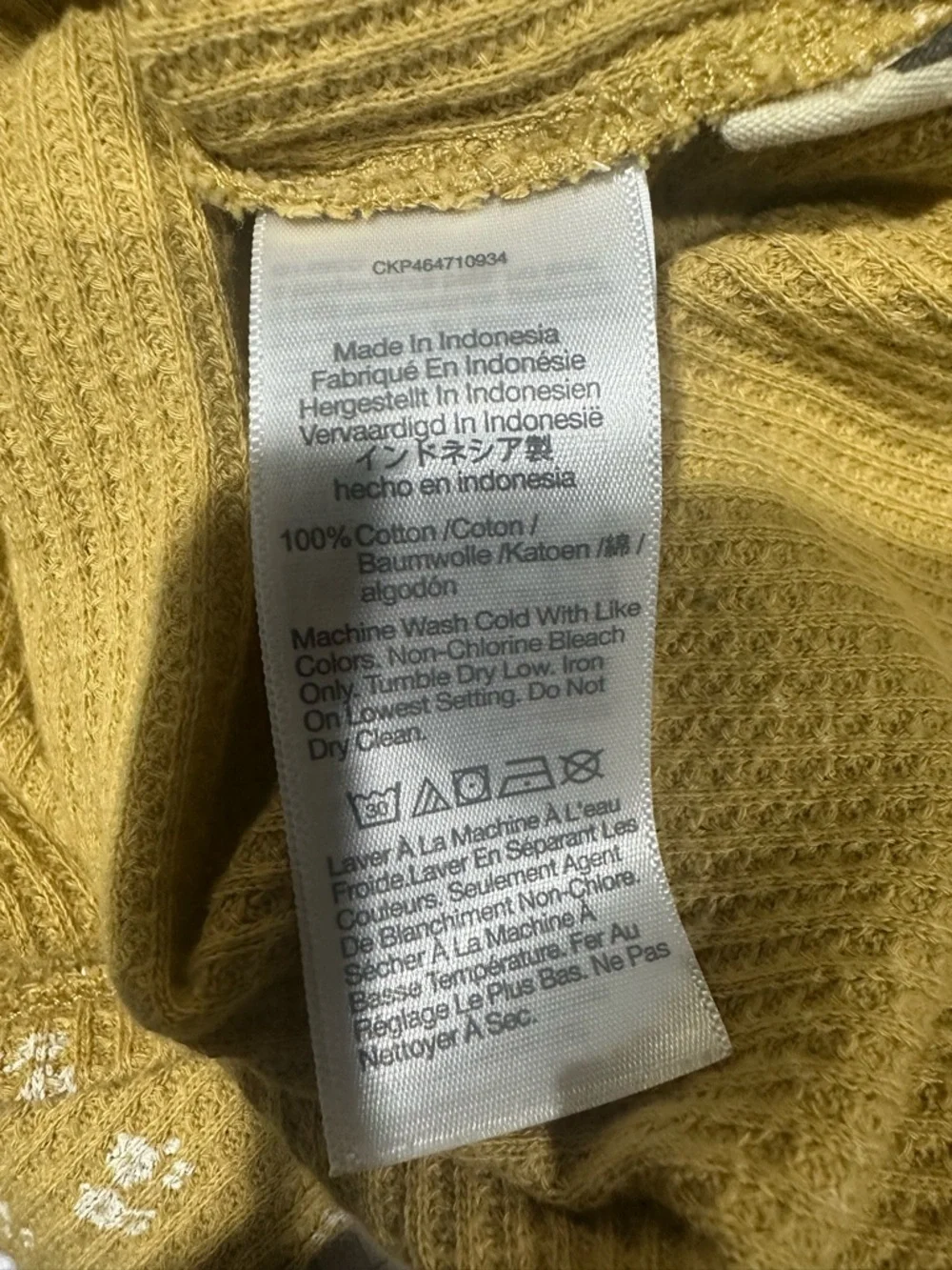 Madewell Mustard Yellow Floral Waffle Henley Top Sz S - Picture 5 of 7